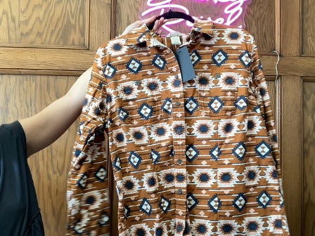 Brown/Navy/Pink Duluth trading Women-Tops, Large